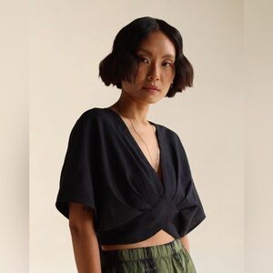 FARA Boutique Wild Silk Alice Crop Top in Black